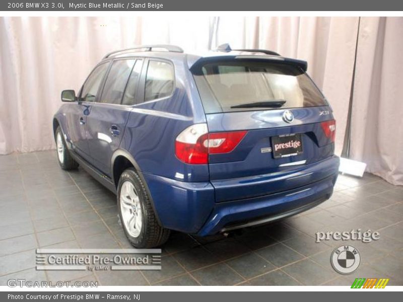 Mystic Blue Metallic / Sand Beige 2006 BMW X3 3.0i