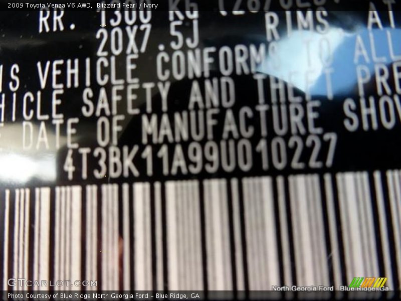 Blizzard Pearl / Ivory 2009 Toyota Venza V6 AWD