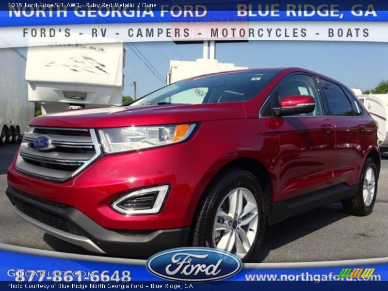 Ruby Red Metallic / Dune 2015 Ford Edge SEL AWD