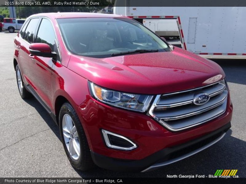 Ruby Red Metallic / Dune 2015 Ford Edge SEL AWD
