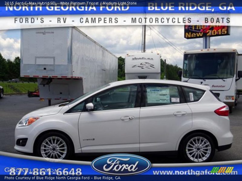 White Platinum Tricoat / Medium Light Stone 2015 Ford C-Max Hybrid SEL