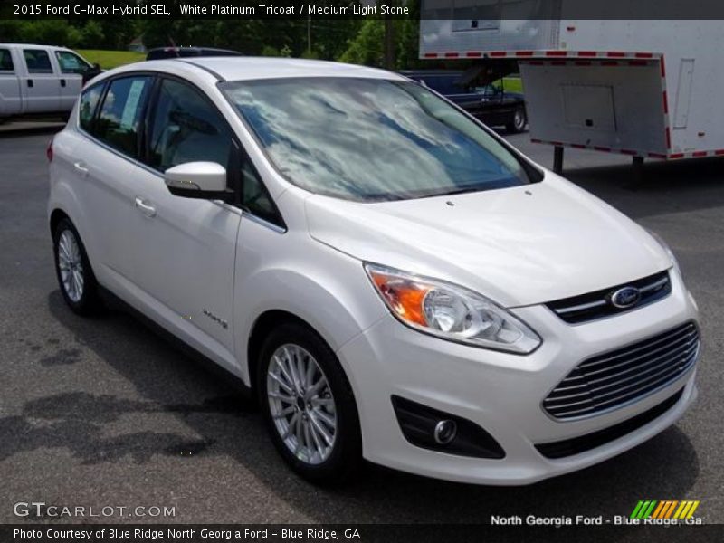 White Platinum Tricoat / Medium Light Stone 2015 Ford C-Max Hybrid SEL