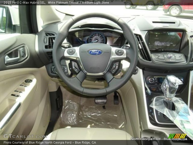 White Platinum Tricoat / Medium Light Stone 2015 Ford C-Max Hybrid SEL