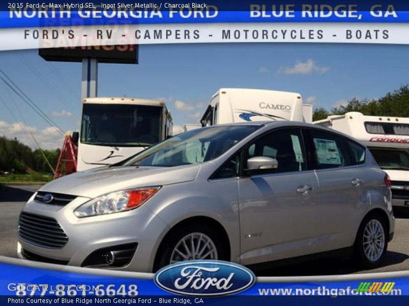 Ingot Silver Metallic / Charcoal Black 2015 Ford C-Max Hybrid SEL