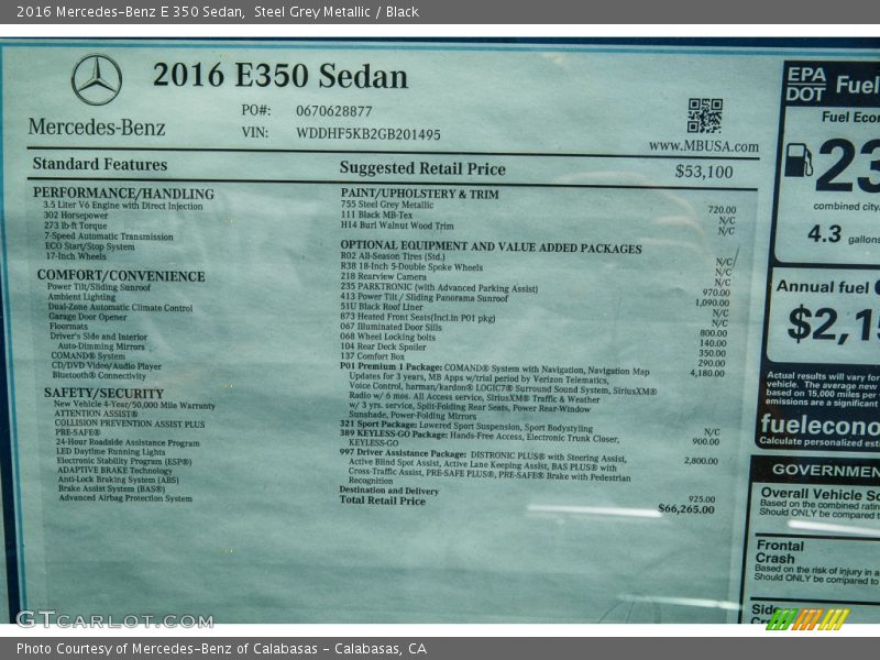 Steel Grey Metallic / Black 2016 Mercedes-Benz E 350 Sedan