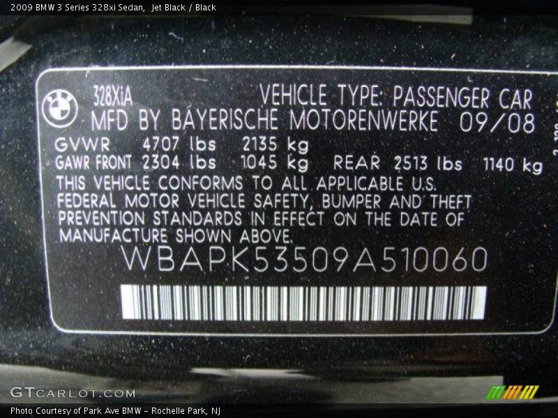Jet Black / Black 2009 BMW 3 Series 328xi Sedan