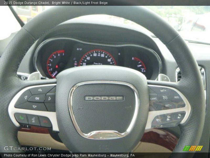 Bright White / Black/Light Frost Beige 2015 Dodge Durango Citadel