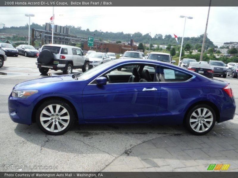 Belize Blue Pearl / Black 2008 Honda Accord EX-L V6 Coupe