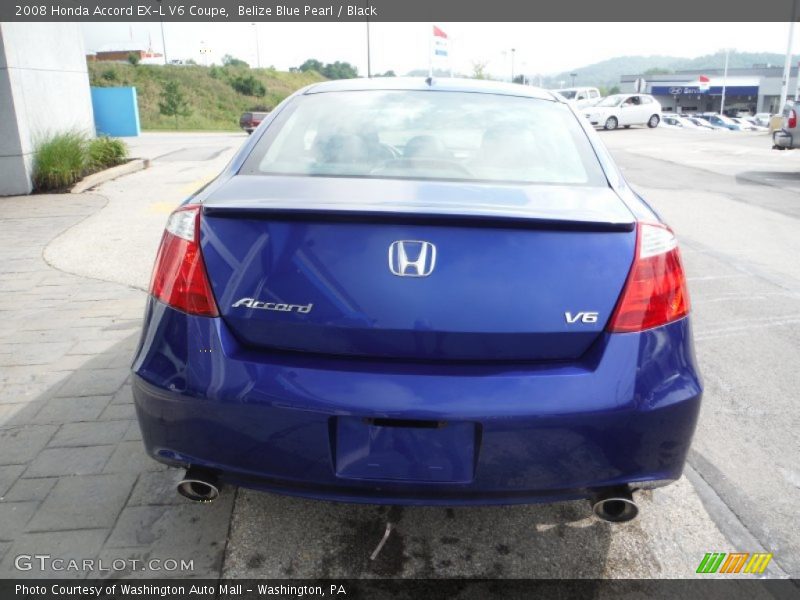 Belize Blue Pearl / Black 2008 Honda Accord EX-L V6 Coupe