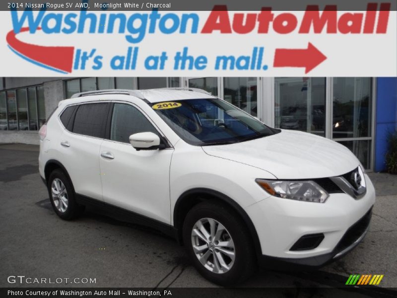 Moonlight White / Charcoal 2014 Nissan Rogue SV AWD