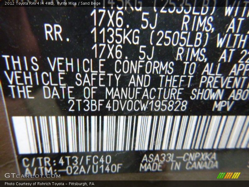 Pyrite Mica / Sand Beige 2012 Toyota RAV4 I4 4WD