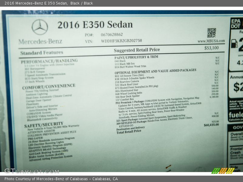 Black / Black 2016 Mercedes-Benz E 350 Sedan