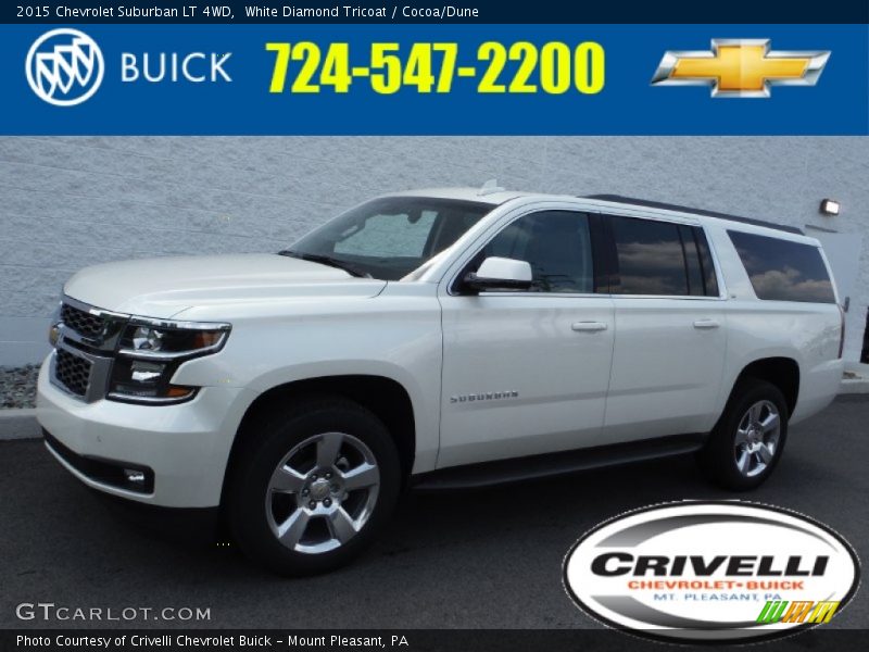 White Diamond Tricoat / Cocoa/Dune 2015 Chevrolet Suburban LT 4WD