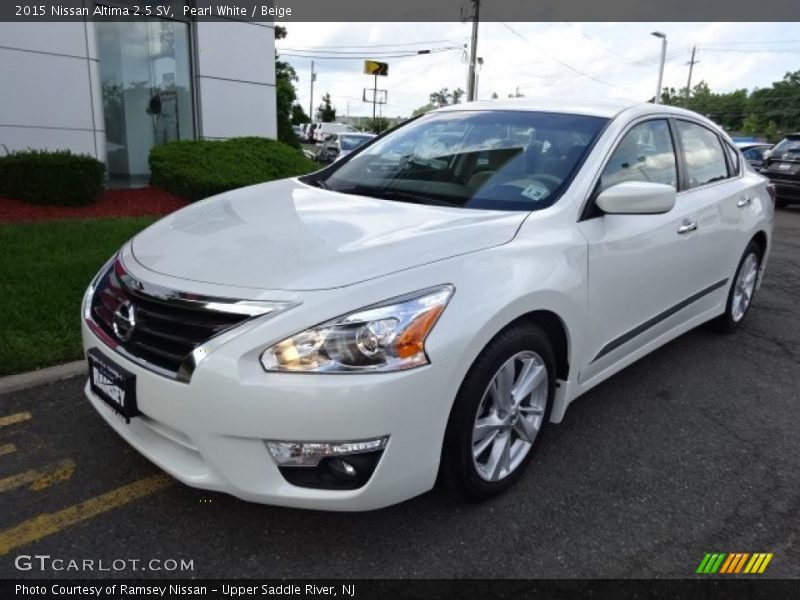 Pearl White / Beige 2015 Nissan Altima 2.5 SV