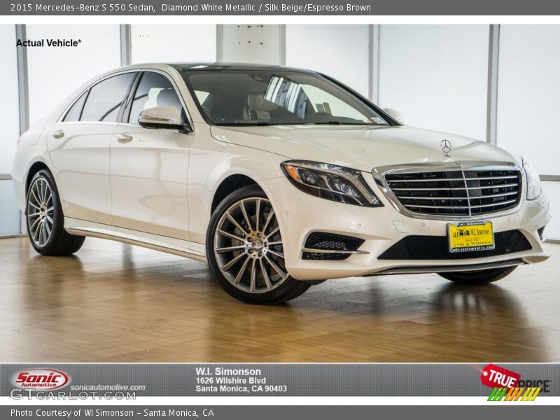 Diamond White Metallic / Silk Beige/Espresso Brown 2015 Mercedes-Benz S 550 Sedan