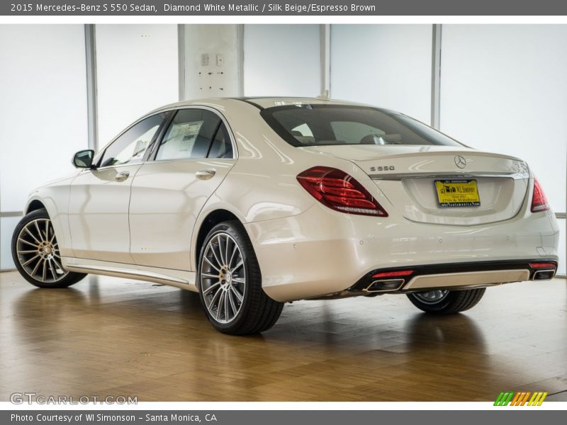 Diamond White Metallic / Silk Beige/Espresso Brown 2015 Mercedes-Benz S 550 Sedan