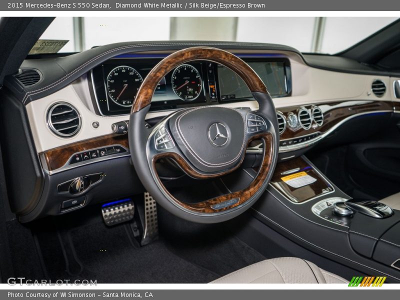 Diamond White Metallic / Silk Beige/Espresso Brown 2015 Mercedes-Benz S 550 Sedan