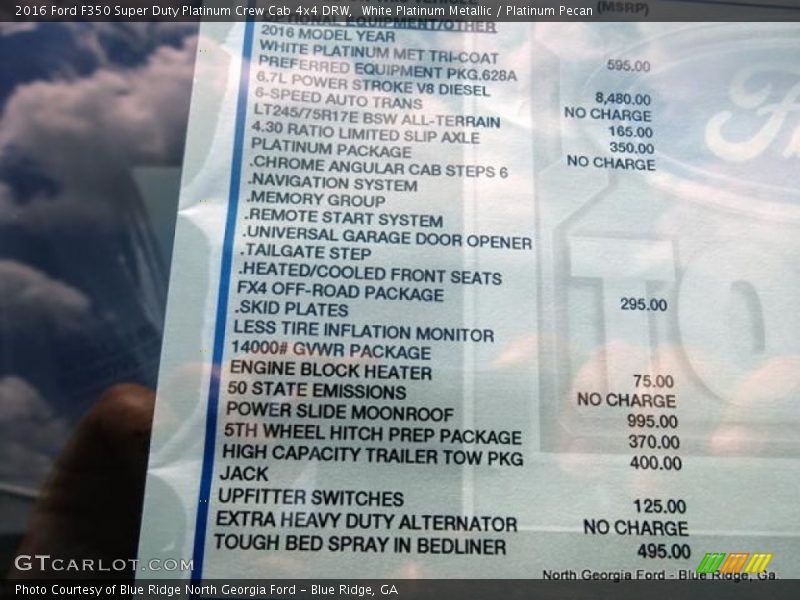 White Platinum Metallic / Platinum Pecan 2016 Ford F350 Super Duty Platinum Crew Cab 4x4 DRW
