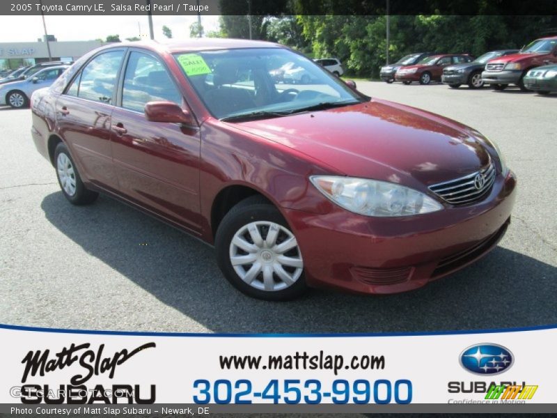 Salsa Red Pearl / Taupe 2005 Toyota Camry LE