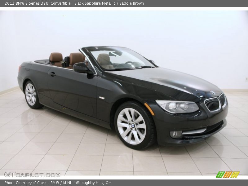 Black Sapphire Metallic / Saddle Brown 2012 BMW 3 Series 328i Convertible
