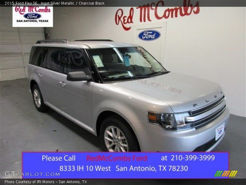 Ingot Silver Metallic / Charcoal Black 2015 Ford Flex SE