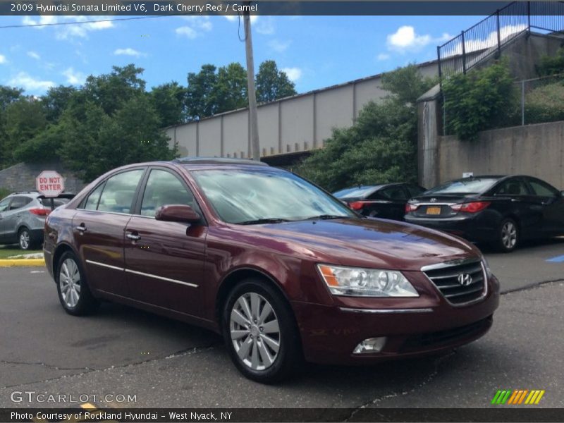 Dark Cherry Red / Camel 2009 Hyundai Sonata Limited V6