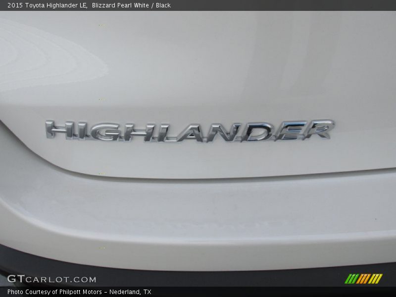 Blizzard Pearl White / Black 2015 Toyota Highlander LE