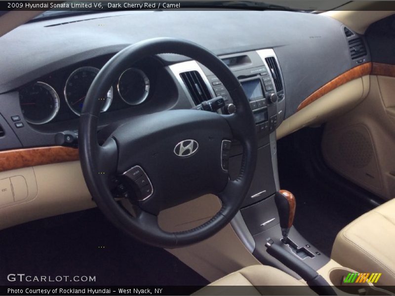 Dark Cherry Red / Camel 2009 Hyundai Sonata Limited V6