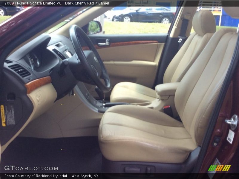 Dark Cherry Red / Camel 2009 Hyundai Sonata Limited V6