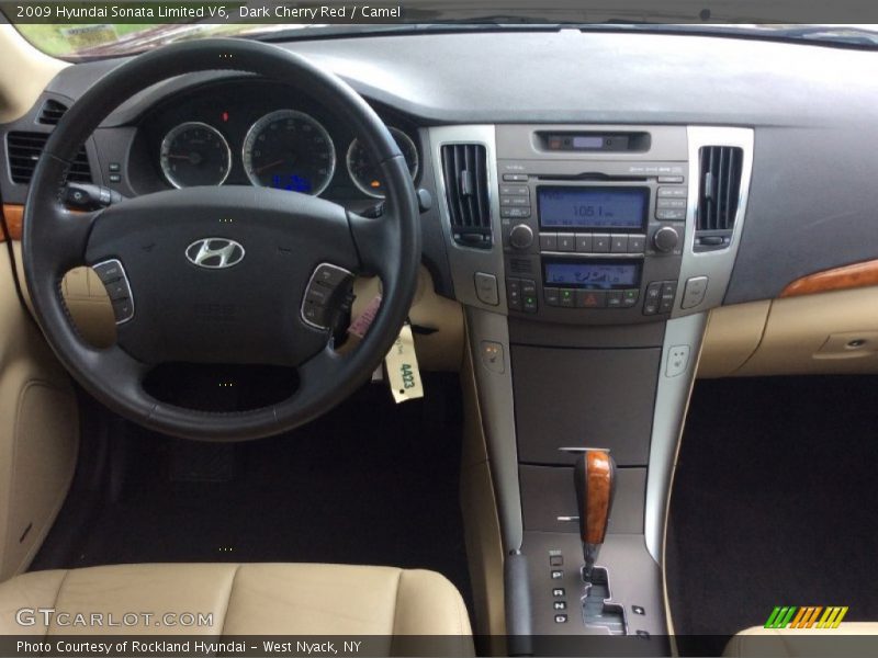 Dark Cherry Red / Camel 2009 Hyundai Sonata Limited V6