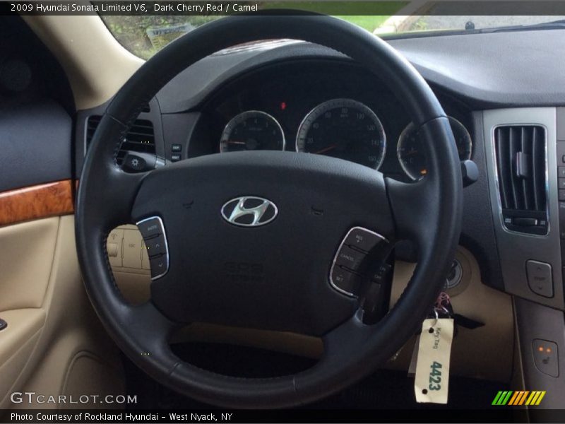 Dark Cherry Red / Camel 2009 Hyundai Sonata Limited V6