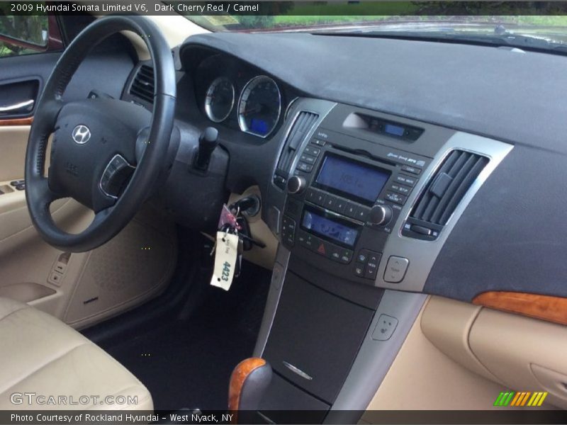 Dark Cherry Red / Camel 2009 Hyundai Sonata Limited V6