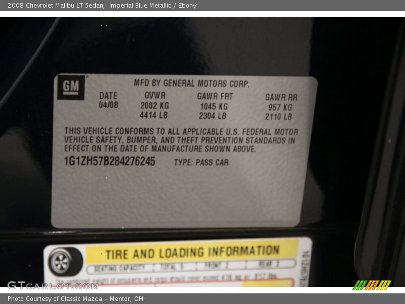 Imperial Blue Metallic / Ebony 2008 Chevrolet Malibu LT Sedan