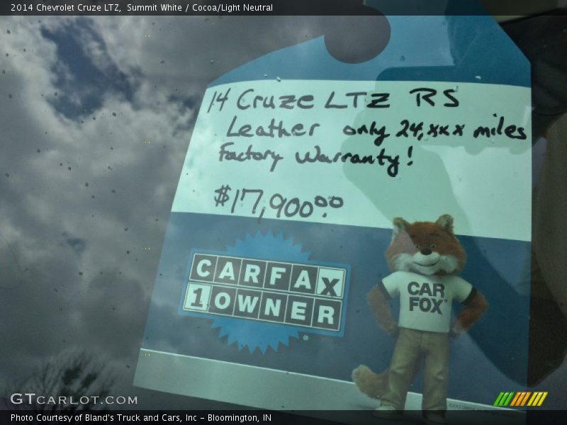 Summit White / Cocoa/Light Neutral 2014 Chevrolet Cruze LTZ
