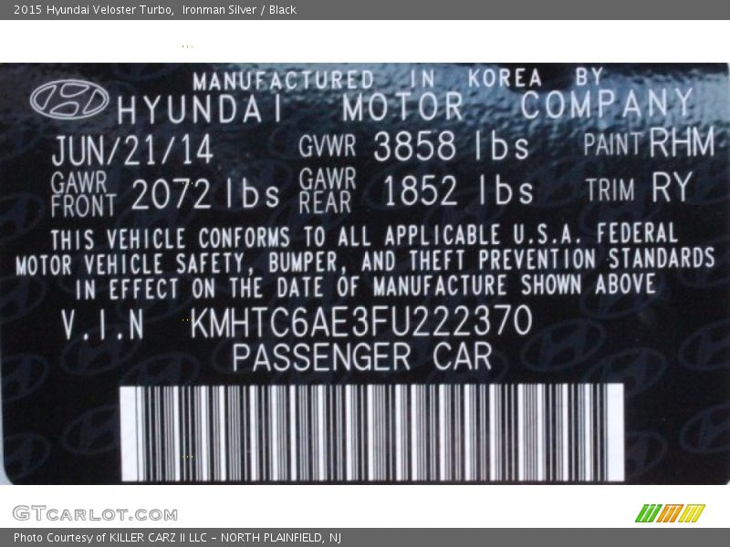 Ironman Silver / Black 2015 Hyundai Veloster Turbo