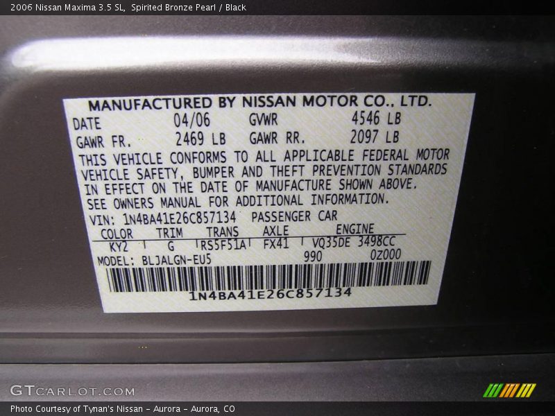 Spirited Bronze Pearl / Black 2006 Nissan Maxima 3.5 SL