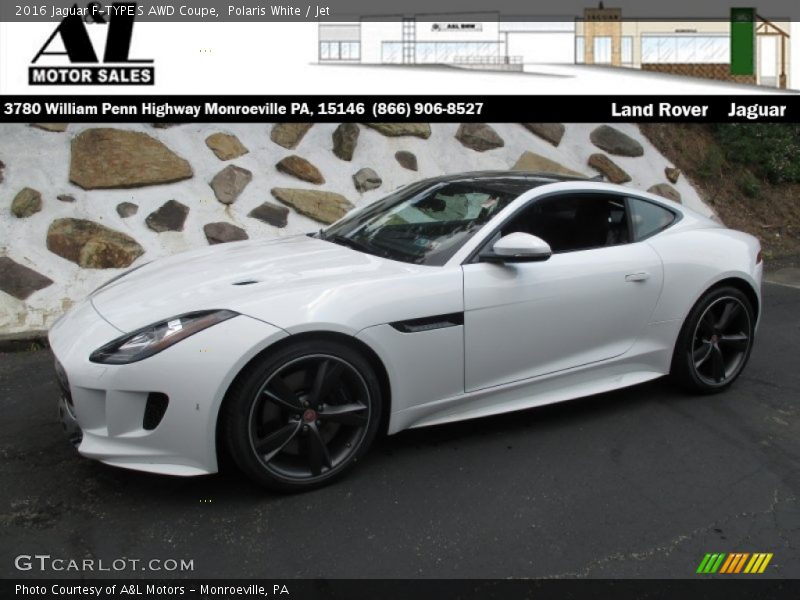 Polaris White / Jet 2016 Jaguar F-TYPE S AWD Coupe