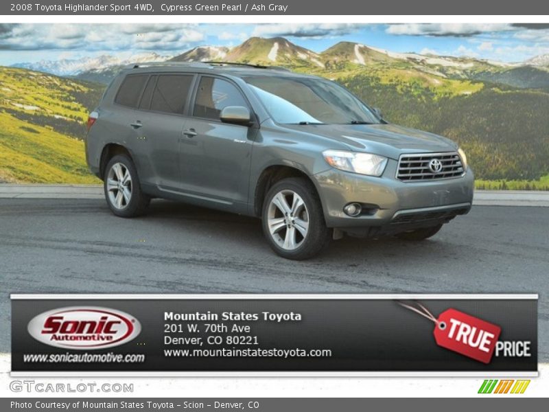 Cypress Green Pearl / Ash Gray 2008 Toyota Highlander Sport 4WD