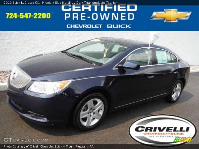 Midnight Blue Metallic / Dark Titanium/Light Titanium 2010 Buick LaCrosse CX