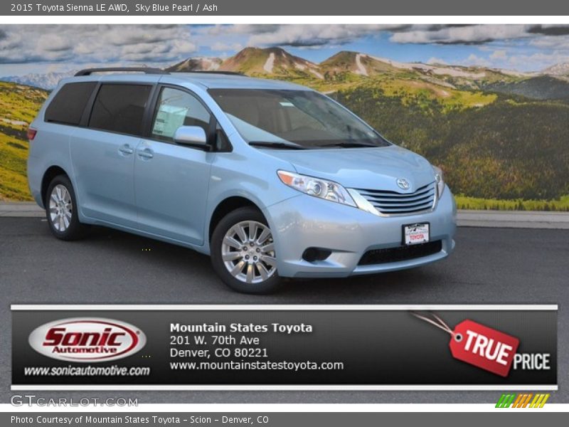 Sky Blue Pearl / Ash 2015 Toyota Sienna LE AWD