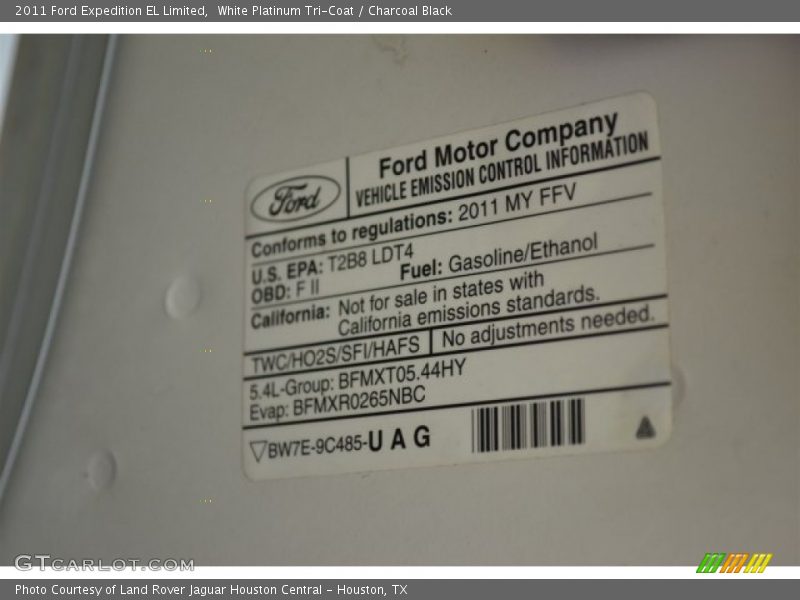 White Platinum Tri-Coat / Charcoal Black 2011 Ford Expedition EL Limited