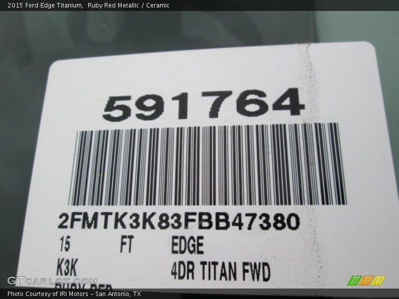 Ruby Red Metallic / Ceramic 2015 Ford Edge Titanium