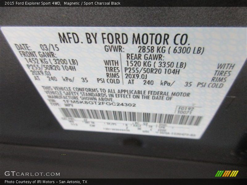 Magnetic / Sport Charcoal Black 2015 Ford Explorer Sport 4WD