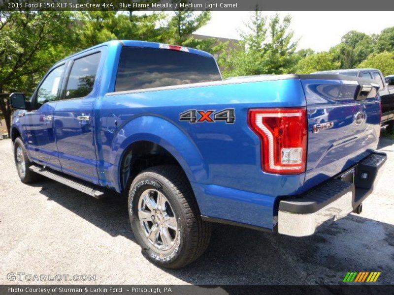 Blue Flame Metallic / Medium Light Camel 2015 Ford F150 XLT SuperCrew 4x4