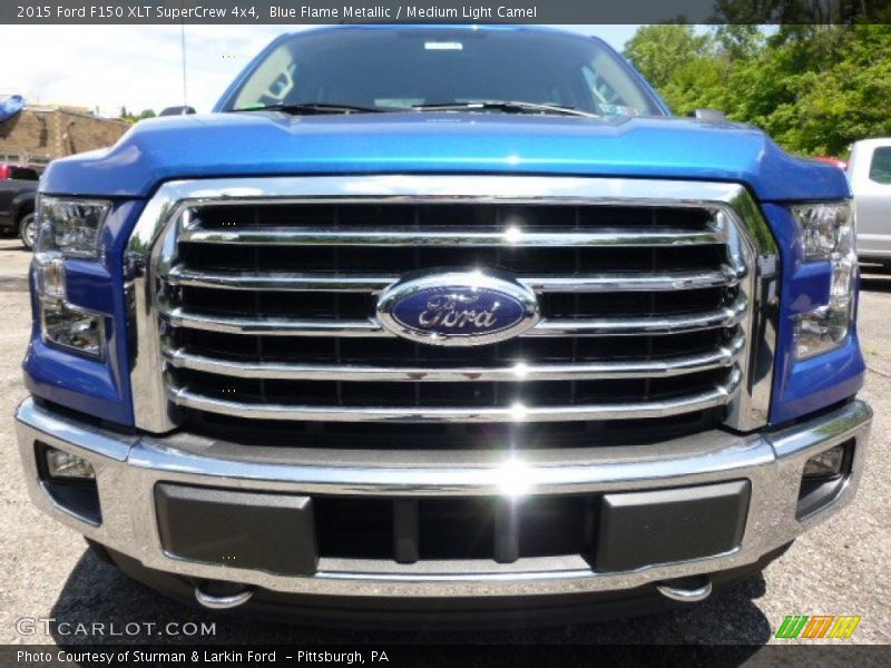 Blue Flame Metallic / Medium Light Camel 2015 Ford F150 XLT SuperCrew 4x4