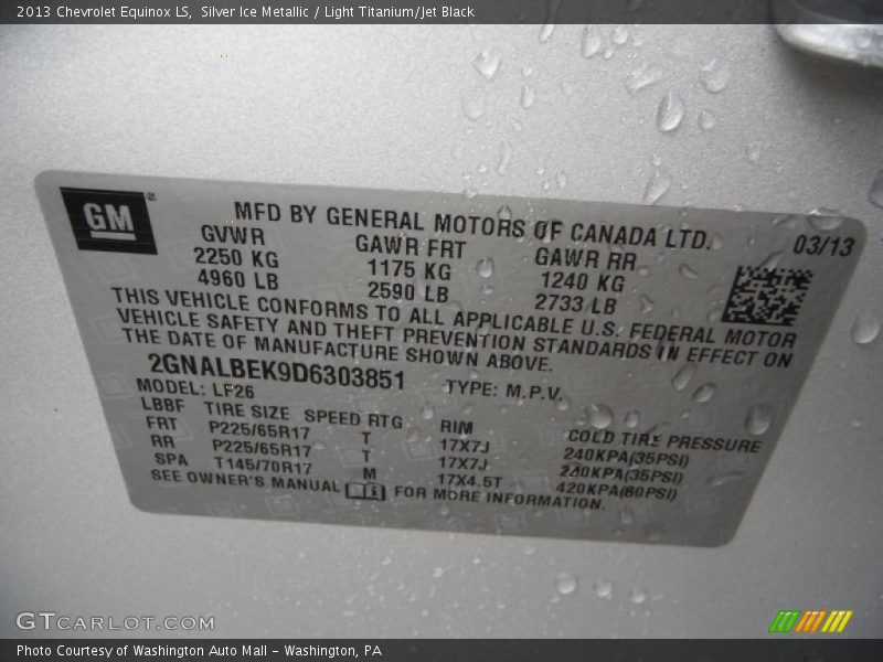 Silver Ice Metallic / Light Titanium/Jet Black 2013 Chevrolet Equinox LS