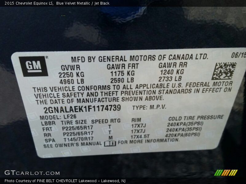 Blue Velvet Metallic / Jet Black 2015 Chevrolet Equinox LS