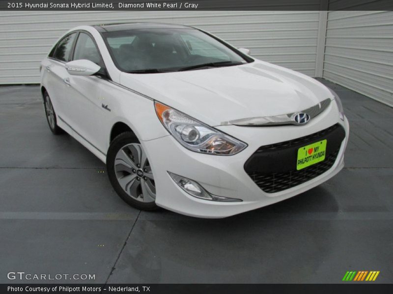 Diamond White Pearl / Gray 2015 Hyundai Sonata Hybrid Limited