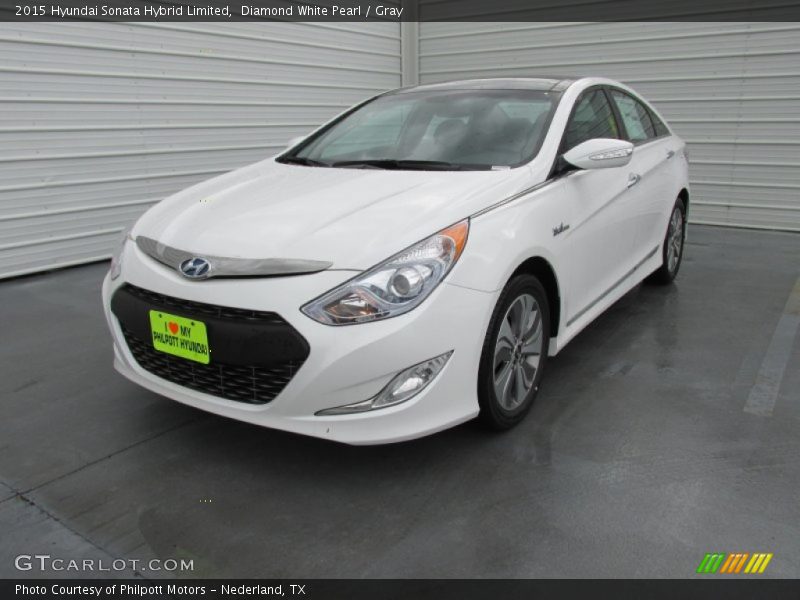 Diamond White Pearl / Gray 2015 Hyundai Sonata Hybrid Limited