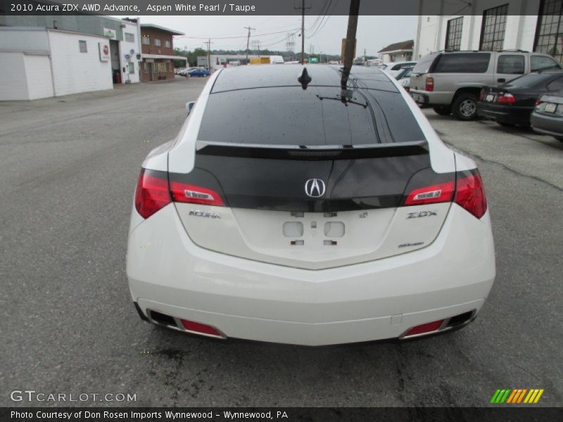 Aspen White Pearl / Taupe 2010 Acura ZDX AWD Advance